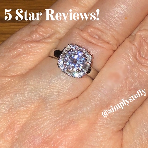 Jewelry - 💕1+ Ct Round and Baguette CZ Sterling Silver Ring